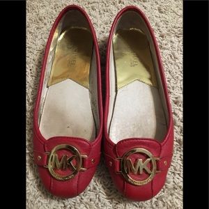 Michael Kors Red leather flats with gold details